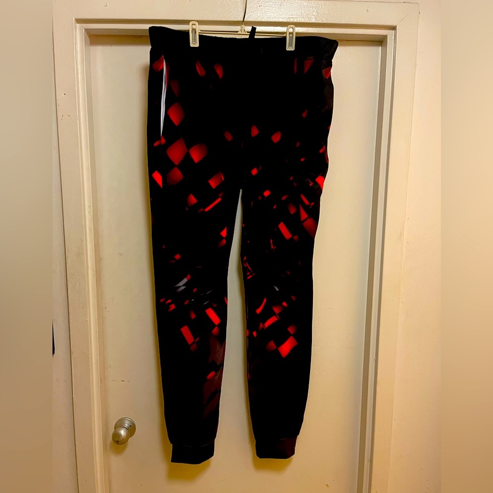 Black and red polyester sweat pants